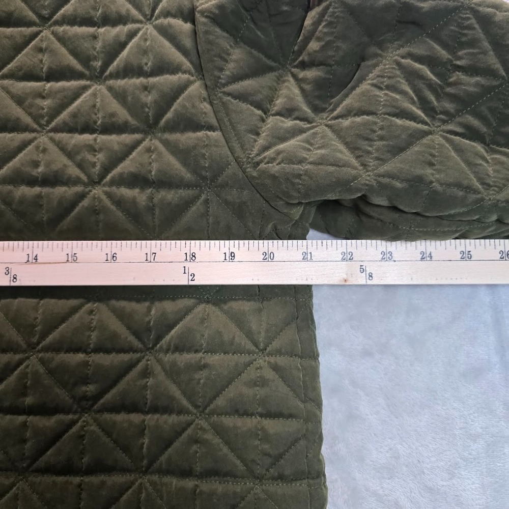 Signature Weekend Olive Green Quilted Jacket Women's XL Belted Zip Front Lined - Picture 9 of 12